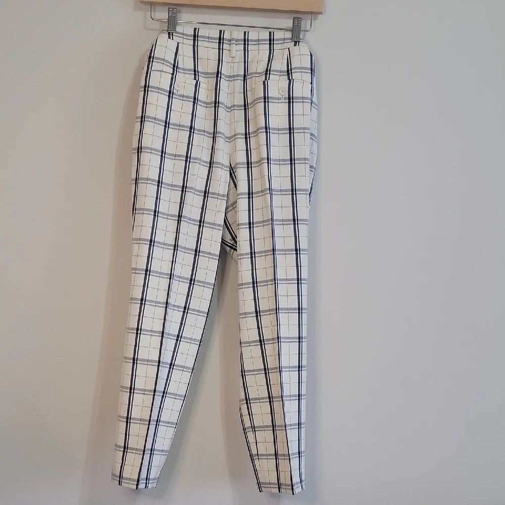 Theory Wool Cream and Black Checkered Women's Pants - Picture 4 of 5